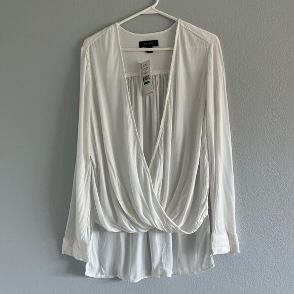Karen Kane Sail Away Crossover Top White Long Sleeve Size Large NWT - Picture 4 of 9